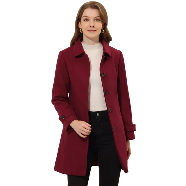 Allegra K Chaqueta De Invierno Con Cuello Peter Pan Para Mujer Borgoña S