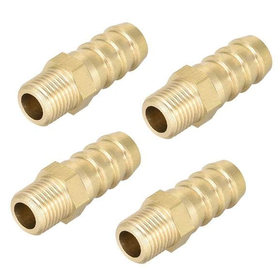 Brass Fitting Connector Metric M10x1 Male to Barb Hose ID 10mm 4 pcs