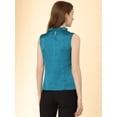 thumbnail image 3 of Allegra K Tops De Satén Sin Mangas De Verano Con Volantes En El Cuello Y Parte Delantera Plisada Para Mujer Verde oscuro L, 3 of 5