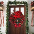 thumbnail image 5 of Christmas Wreath With Lamp Bow Ball Big Red Flower Navidad Party Wall Door Window Fireplace Staircase Balcony Garden Wreath, 5 of 5