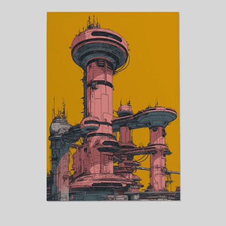 Cyberpunk Wall Art - Futuristic Megastructure City - Neon Sci-Fi Architecture Print - Cyberpunk Cityscape Poster Full Size 24''x36'' The Golden Shop