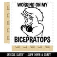 thumbnail image 2 of Working on My Bicepratops Triceratops Dinosaur Weightlifting Square Rubber Stamp Stamping Scrapbooking Crafting - Large 2.75in, 2 of 7