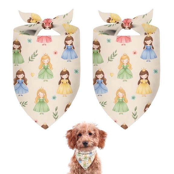 Dog Bandana 2 Pack,Beige Princess Dress Pattern Bandanas for Dogs,Cat Bandana,Small/ Large Dog Bandana 2 Size,Dog Bandanas