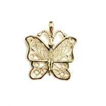 New 14k yellow Gold butterfly Pendant charm filigree gift fine jewelry 1.1g