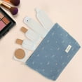 thumbnail image 4 of Unique Bargains 1 Pc Lightweight Clutch Heart Bow Large Makeup Bag for Vacation Blue Canvas, 4 of 6