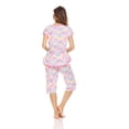 thumbnail image 3 of Lati Fashion Women Capri and Short Sleeve Top 2-Piece Female Pajamas Set Pink M, 3 of 4