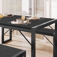 thumbnail image 6 of Aiho Kitchen Table with 2 Benches, 3-Piece Dining Set for 4, Wood Top Space-Saving Black, 6 of 7