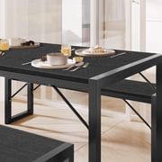 Aiho Kitchen Table with 2 Benches, 3-Piece Dining Set for 4, Wood Top Space-Saving Black