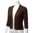 thumbnail image 2 of Cielo Women's 3/4 Sleeve Solid Open Front Cropped Bolero Shurug Light Cardigan, 2 of 5