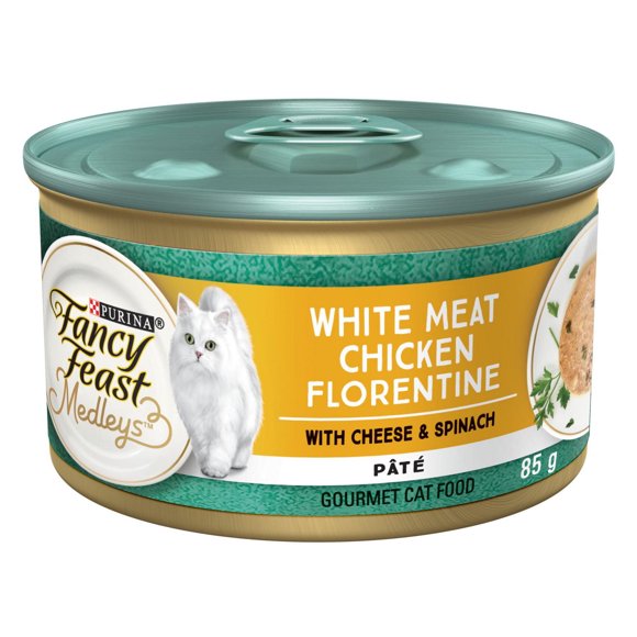 Fancy Feast Medleys Pâté Blanc de Poulet à la Florentine, Nourriture Humide pour Chats 85 g