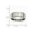 thumbnail image 2 of Stainless Steel Ridged Edge Cross 8mm Brushed and Polished Band Ring - Size 12.5, 2 of 2