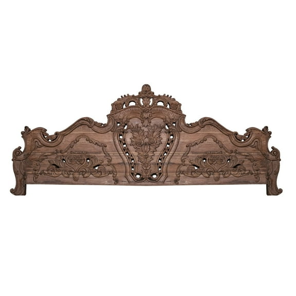 69" Wide Vintage Queen Headboard | Victorian Style Hand Carved Headboard | Indian Bedroom Furniture | Solid Wood Ornate Asian Bed