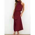 thumbnail image 1 of A-line Party Elegant Dress Summer Hot Sale 2023 New High Qualitty Satin Sleeveless Long Dress Fashion Women Lady Evening DressXL Gao Jinjia LED, 1 of 2