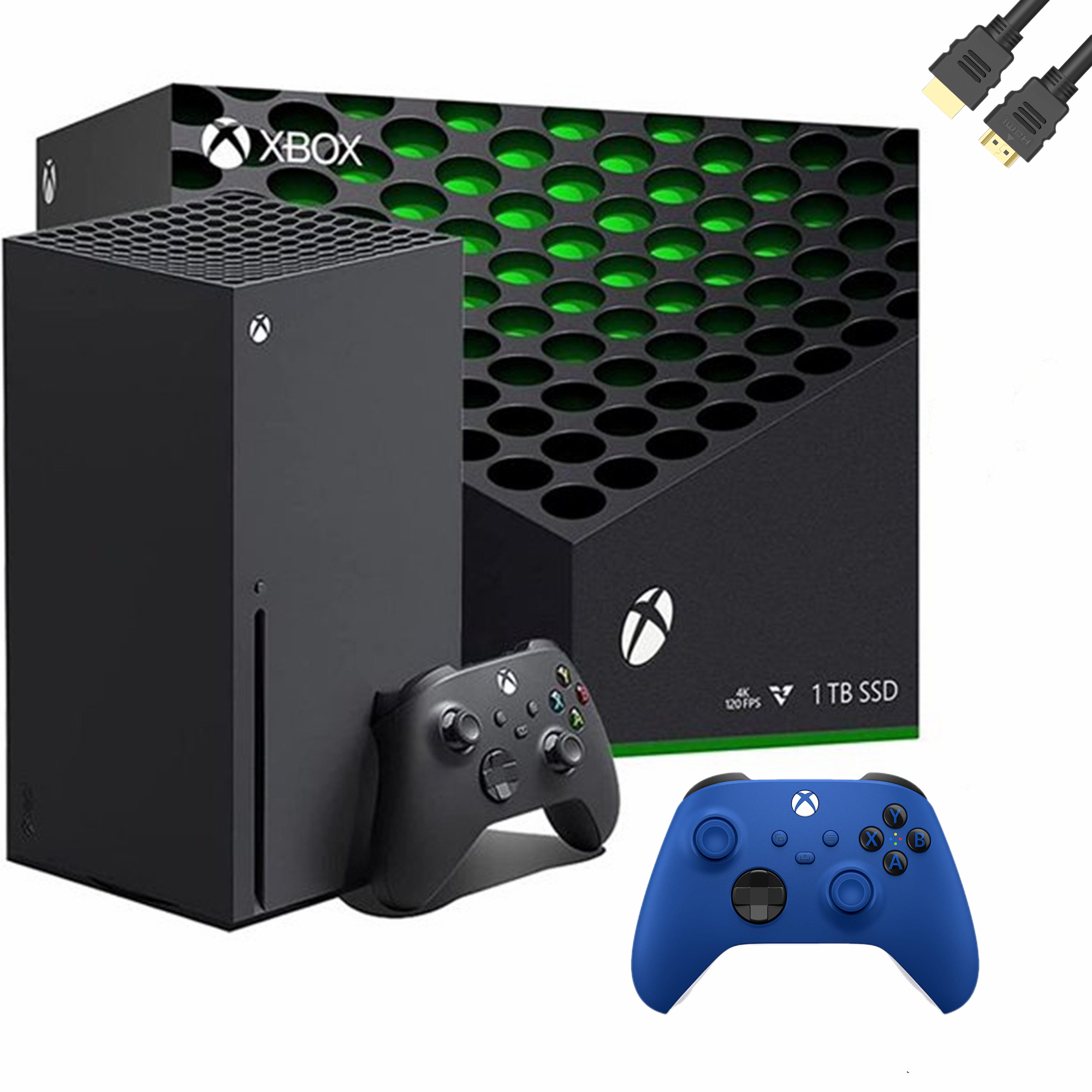 Xbox Series X, and Additional Blue Controller, Bundle with Jawfoal HDMI
