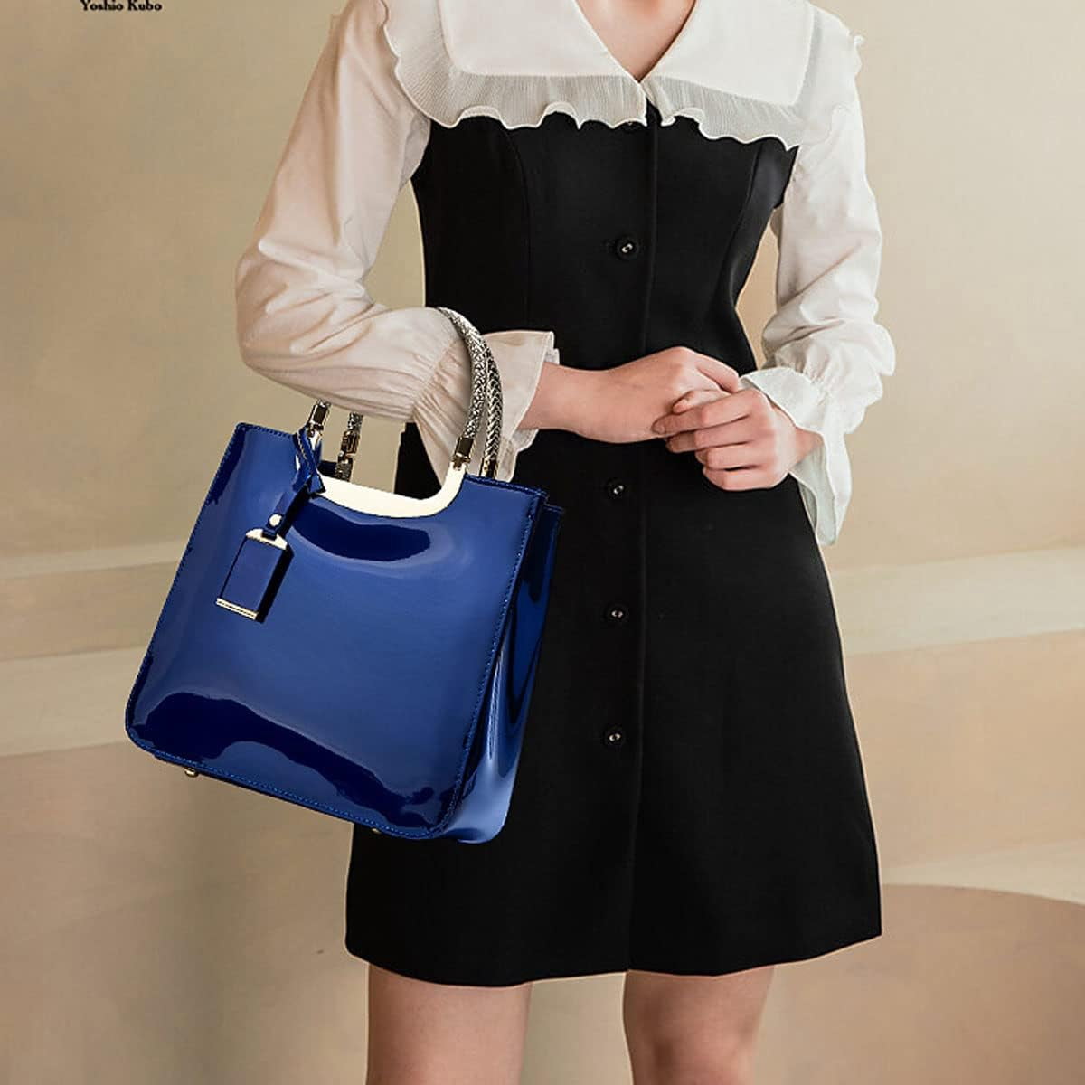 ShengRui Glossy Patent Leather Women Handbag Shiny Shoulder Bag Evening Purse Style Top-Handle Bag Crossbody Satchel Party