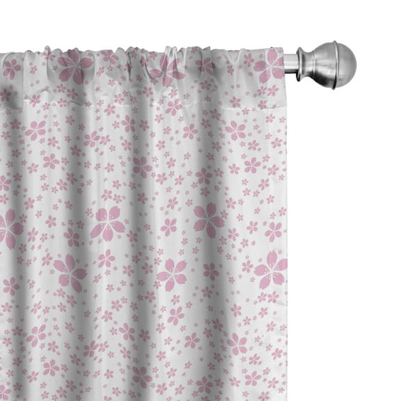 Ambesonne Cherry Blossom Curtains, Pink Flora, Pair of 28"x63", Pale Pink White