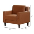 thumbnail image 5 of Benjara Heun 32 Inch Accent Chair, Soft Camel Brown Faux Leather, Square Track Arms, 5 of 5