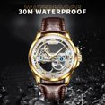 thumbnail image 5 of OLEVS Automatic Watches for Men Skeleton Brown Leather Band Large Face Self Winding Mechanical Mens Dress Watches Waterproof Easy to Read Luminous Business Casual Mens Wrist Watches Reloj Para Hombre, 5 of 14