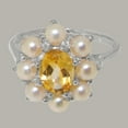 thumbnail image 5 of LBG British Made 10k White Gold Natural Citrine & Cultured Pearl Womens Engagement Ring - 33 size options - Size 9.75, 5 of 6