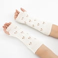 thumbnail image 3 of Guantes sin dedos de invierno para mujer Tejido largo con agujeros para los dedos Calentador de manos para el de la muñeca blanco Colcomx guantes largos sin dedos, 3 of 6