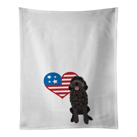 

Doodle Black #1 Patriotic White Kitchen Towel Set of 2 19 in x 28 in