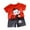 Red, variant on Uxgjfwu Kids Outfit Sets Summer Clothing Sets Cute Pattern Print Round Neck Shirts Boys and Girls Short Sleeve Shirts Shorts 2-Piece Set
