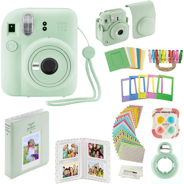 begrænse Afståelse hvis Fujifilm Instax Mini 12 Instant Camera with Case, Decoration Stickers,  Frames, Photo Album and More Accessory kit (Mint Green) - Walmart.com
