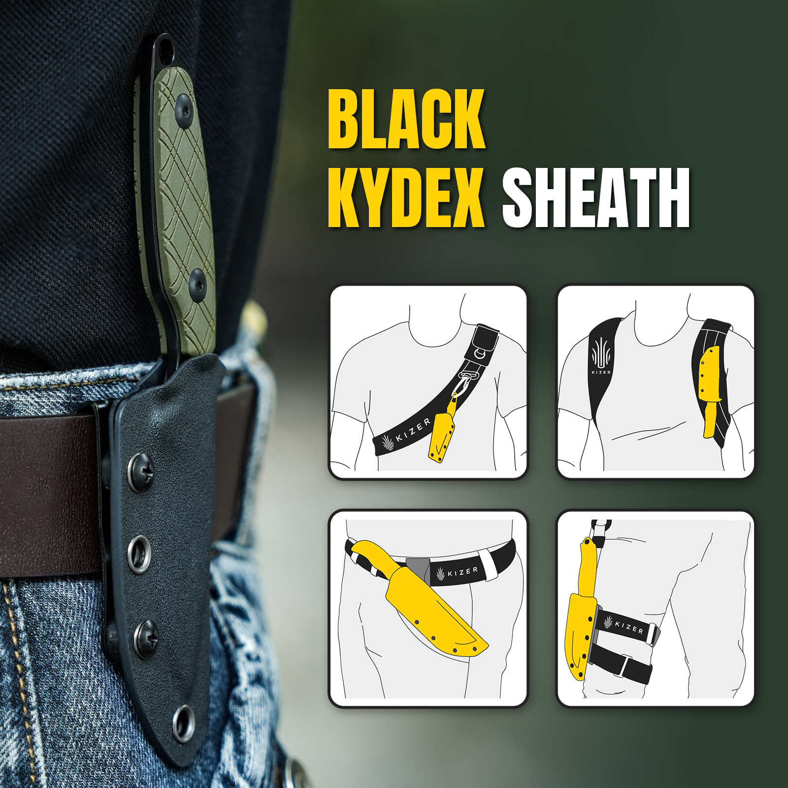 Kizer Muskrat Fixed Blade Knife D2 Blade G10 Handle Pocket Tactical Knives 1064A1