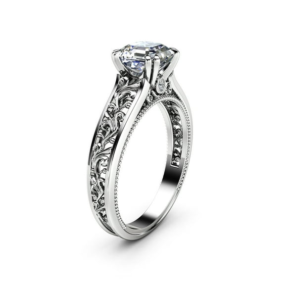 Asscher Moissanite Engagement Ring