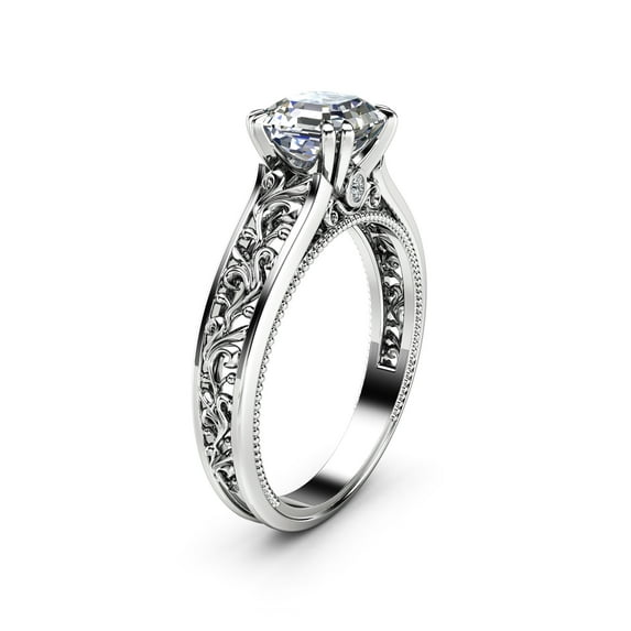 Asscher Moissanite Engagement Ring