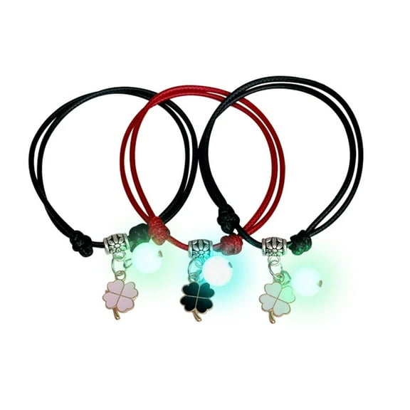 YIEMEEN 3 Pcs/set Luminous Beads Bracelet Hand-woven Love Star Moon Cat Sisters Bracelet