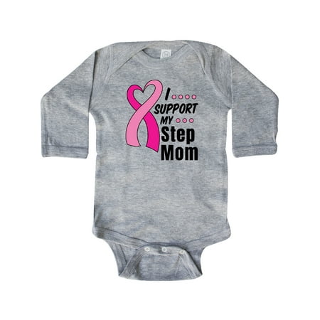 

Inktastic Breast Cancer Awareness I Support My Step Mom Pink Ribbon Gift Baby Boy or Baby Girl Long Sleeve Bodysuit