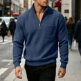 thumbnail image 6 of Nmnitkp Mens Sweatshirt Solid Corduroy Stand Collar Half Zip Long Sleeve Plus Size Pullover Loose Fit Chest Pocket Casual Layering Top for Fall Winter Office Daily Travel Weekend Wear Navy,5XL, 6 of 9