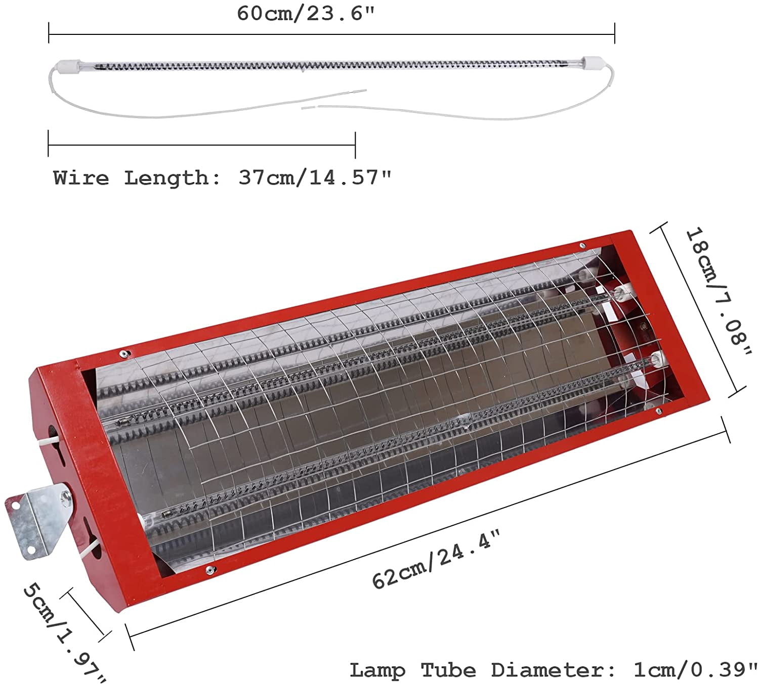 Miumaeov 1 Set Baking Infrared Paint Curing Lamp 2000W Heater Lamp 110V for Automotive Spray Booths Far Infrared Radiation Heating