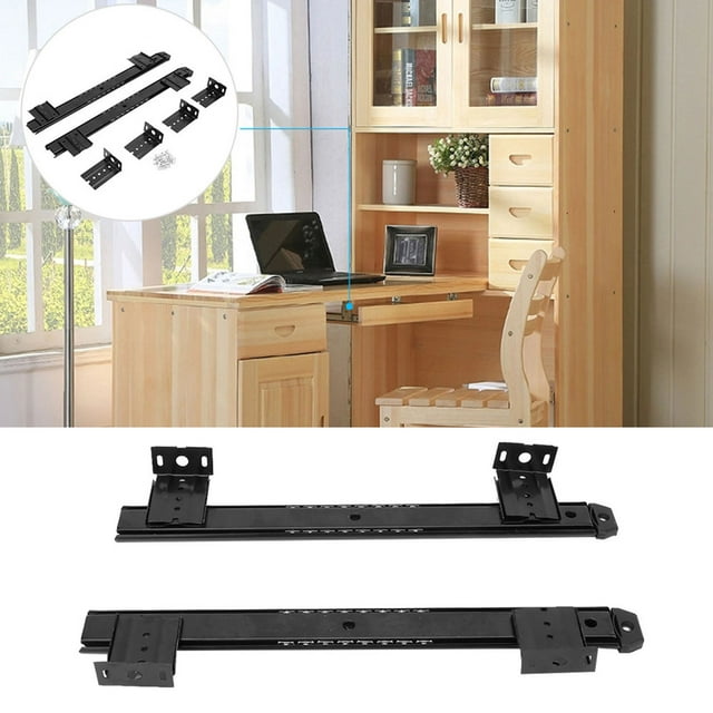 Kit Pour Tablette De Clavier,Bearing Runner Under Draw,Keyboards,2Pcs Thickened Cold Rolled Steel Computer Desk Keyboard Slide Rail Bracketwhite