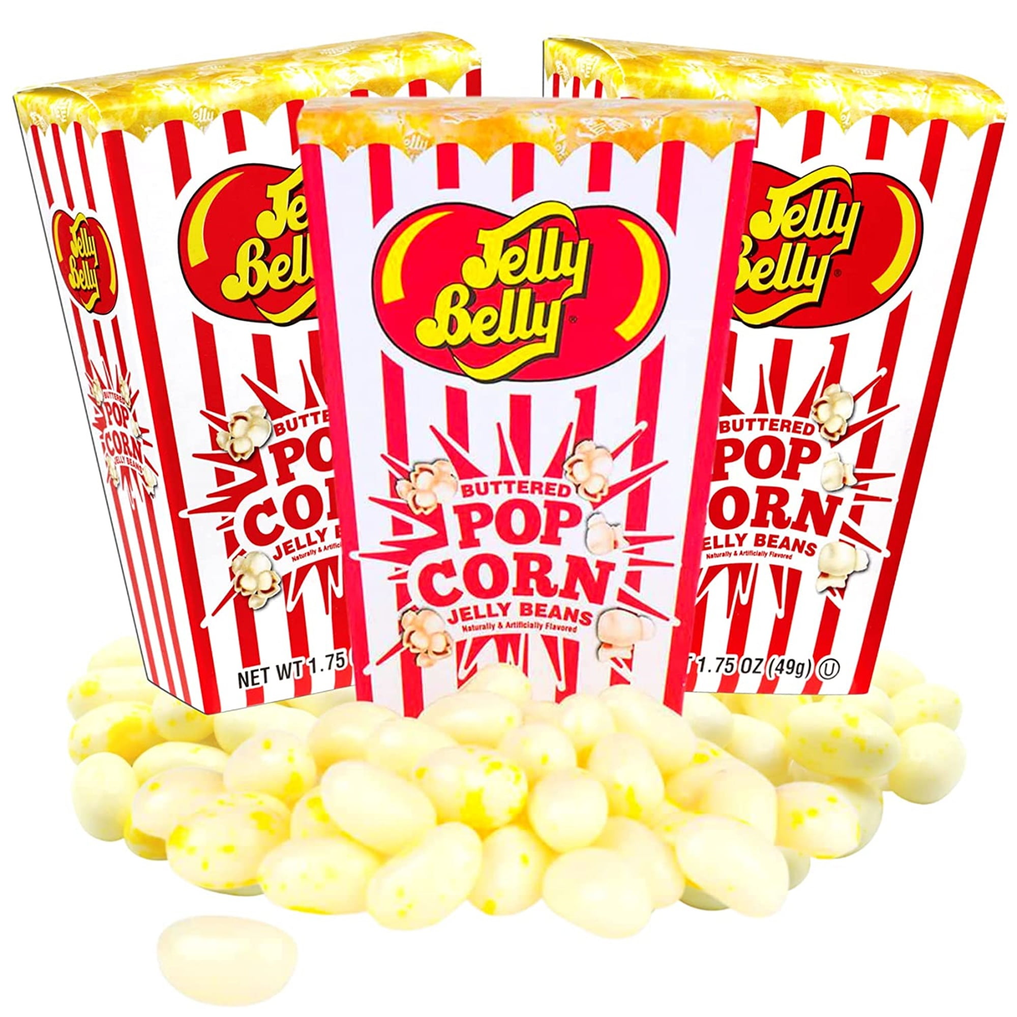 Jelly Belly Buttered Popcorn Jelly Beans, Mini Movie Theater Popcorn Boxes, Gourmet Chewy Candy, Pack of 3, 1.75oz