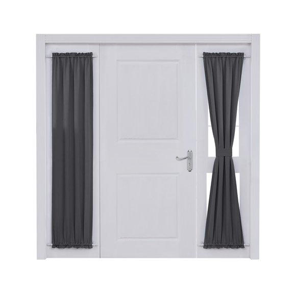 ZOPZO Blackout Door Curtain for Glass Doors, 1 Panel, Dark Gray, 25W x 72L Inch, Thermal Insulated Privacy with Dual Rod Pockets, Adjustable Tieback