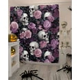 thumbnail image 4 of Shower Curtains for Bathroom-72"x84",Vintage Scary Skull Bone Flower Waterproof Bath Curtain Grommet Shower Curtain Set with Hooks,Halloween Pink Floral Washable Bath Accessories, 4 of 6