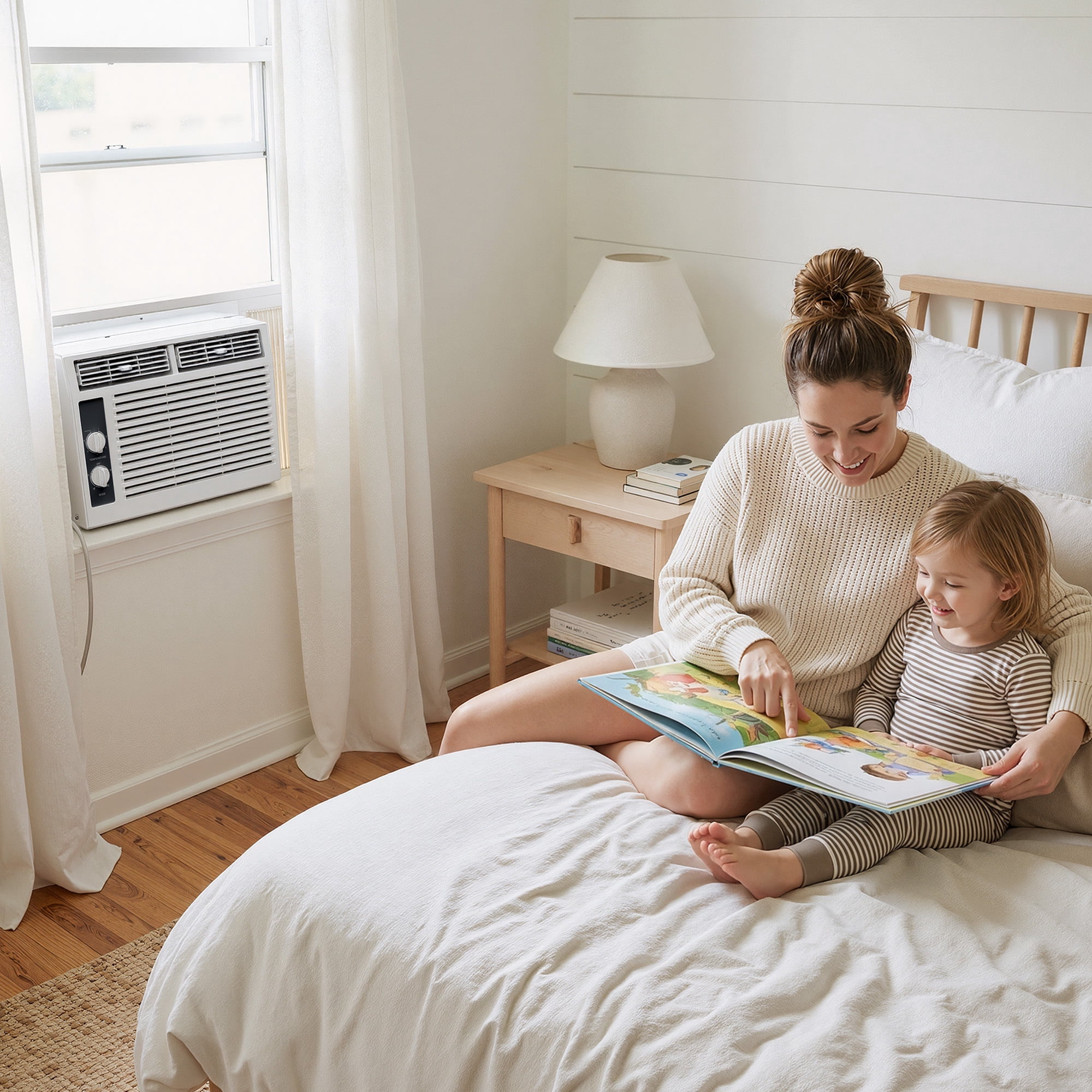 SIMZLIFE 5,000 BTU Window Air Conditioner, Cools Up To 150 Sq Ft, Knob,2 Cooling Modes,Without Remote Control, White