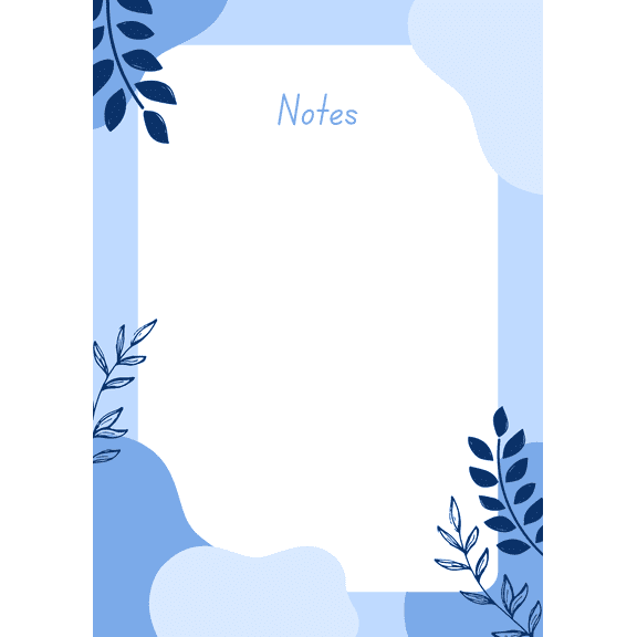 Blue Leaf Writing Pad, 4.25 x 5.5