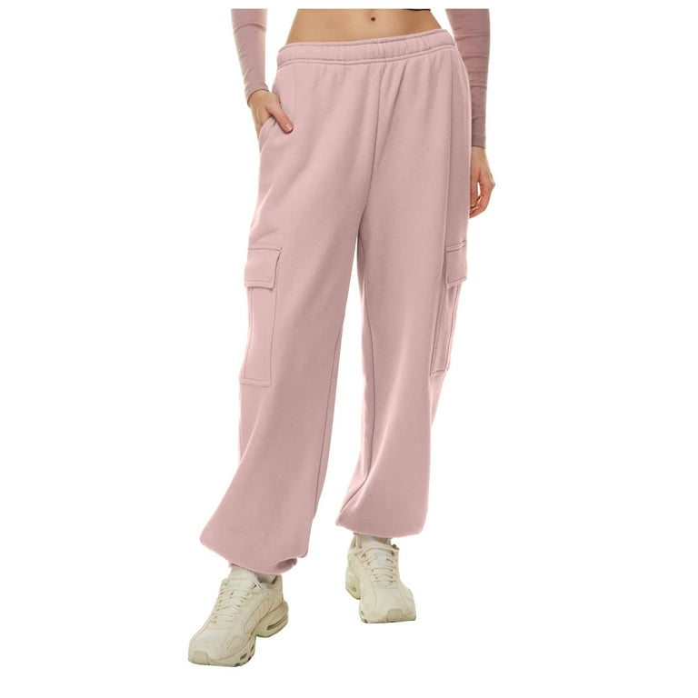 Knosfe Cute Sweatpants for Teen Girls Fleece Lined Straight Leg Joggers  Trendy Cargo Pants Woman Long Petite Baggy Sweatpants Women High Waist  Lounge Casual Women's Trousers with Pockets S 