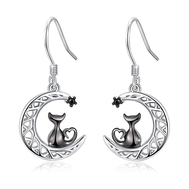 Pendientes Ca/Luna/Cruz para mujer Pendientes de jaula de filigrana de plata de ley para niñas