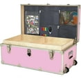 thumbnail image 2 of Rhino Trunk & Case Large Essential College Trunk with Wheels, Tray & Lid Organizer, Dorm Storage Chest, Ideal Student Footlocker, Strong Trunks, 1000+ Pound Sitting Capacity 32"x18"x14" (Pink), 2 of 5