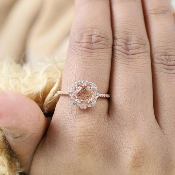 Peach Blossom Ring in 18k Rose Gold, White Gold, Solid Gold