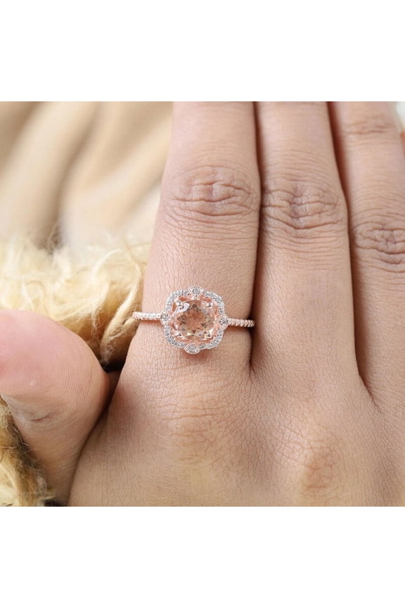 Peach Blossom Ring in 18k Rose Gold, White Gold, Solid Gold