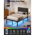 thumbnail image 4 of Bexfil Full Size Upholstered Bed Frame with Metal Slat Support, Metal Platform Bed Frame Charging Station Mattress Foundation, Gray, 4 of 8