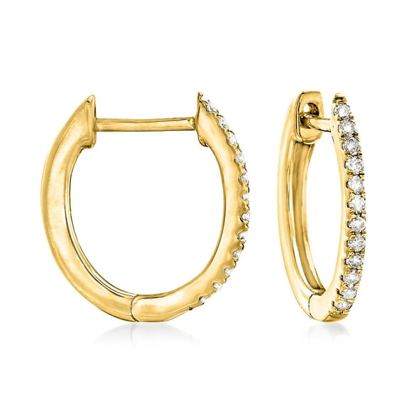 Ross-Simons 0.10 ct. t.w. Diamond Huggie Hoop Earrings in 14kt Yellow Gold, Women's, Adult