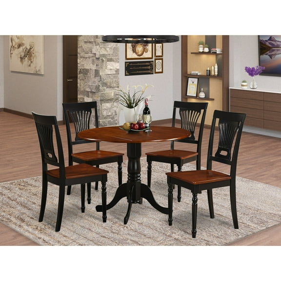 East West Furniture Dublin 5-piece Table and Dinette Chair Set in Black/Cherry