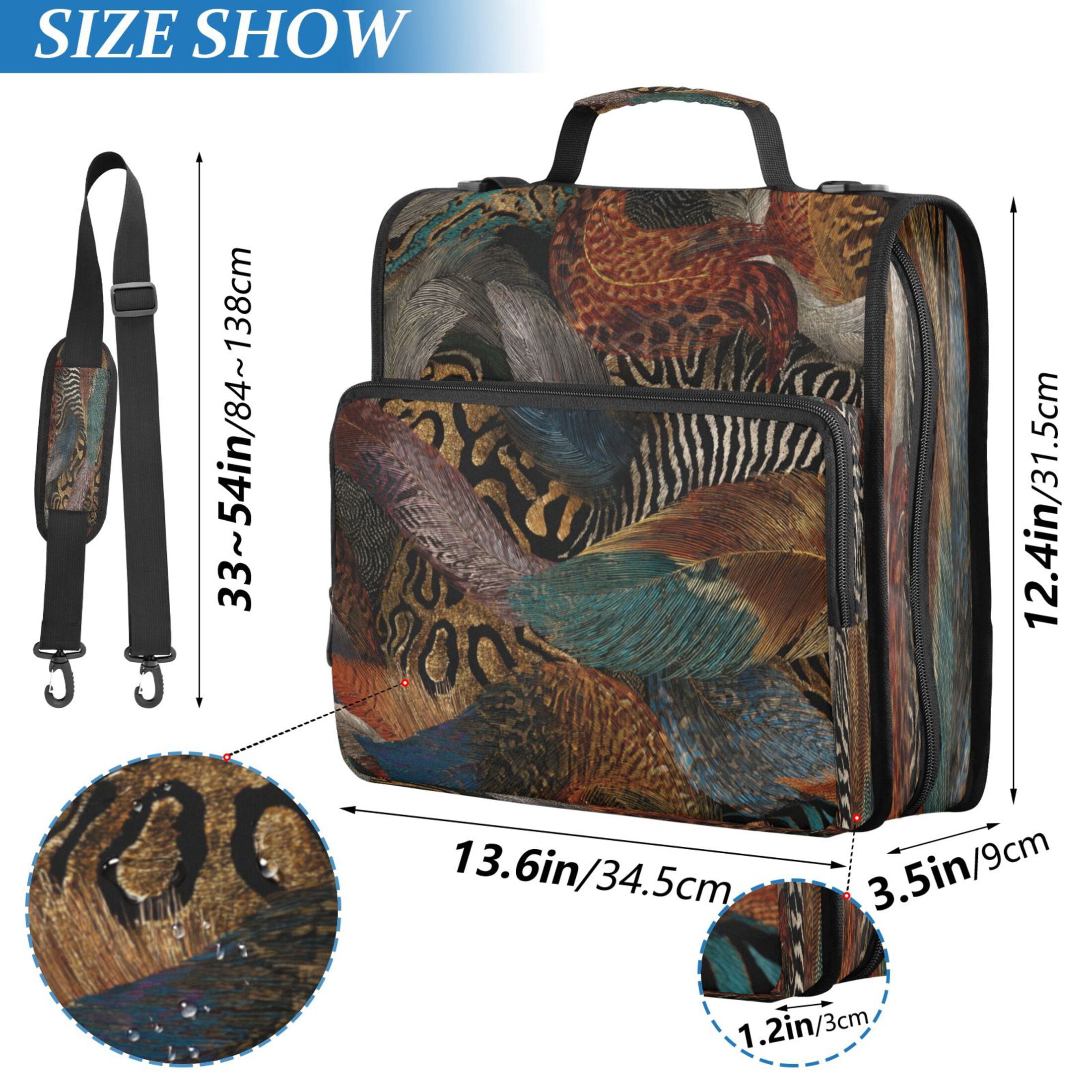 Water-Resistant 3-Ring Binder Organizer with Multiple Pockets Zipper Binder Bag for Office Swirling Leopard and Zebra Pattern