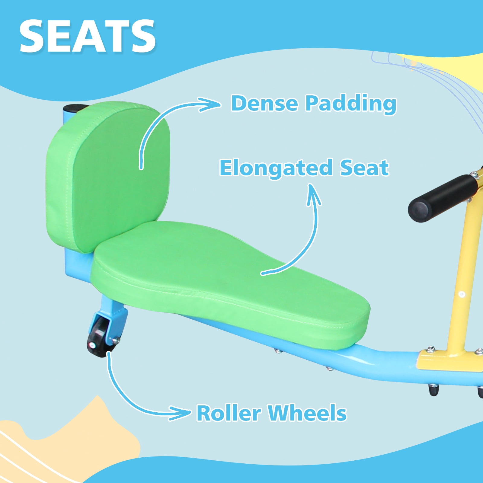 Children's Double 360° Rotating Seesaw with Backrest, Indoor Outdoor Playground Rocking Horse Toy for Kindergarten, Kids Ages 3+